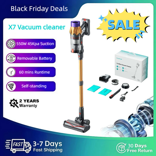 【Black Friday Deals】550W/45KPA Powerful Suction X7 Cordless Vacuum